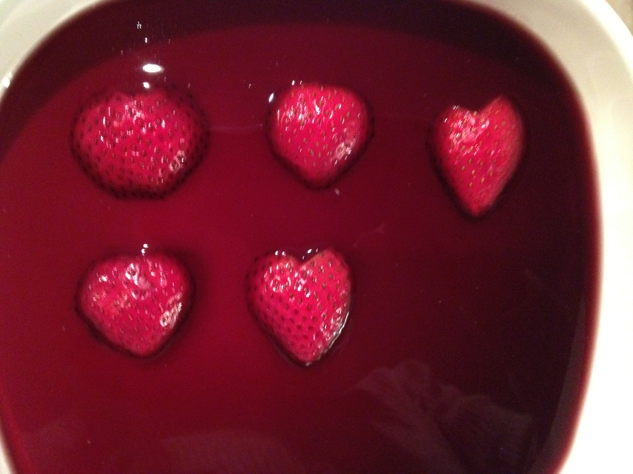 Hearts on gelatin