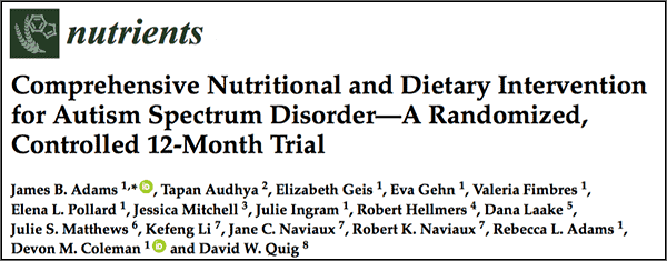 Comprehensive Nutritional and Dietary Research Study for Autism